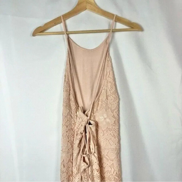 Bebe Blush Pink High Neck Lace Open Back Jumpsuit 12 - Picture 6 of 6